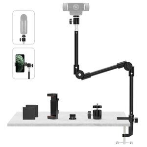 Webcam Stand Camera Mount with Phone Holder & 5/8" Screw, 22in Flexible Projecto